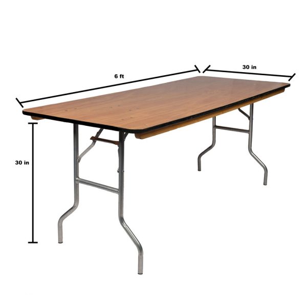 6ft Banquet Wood Table - Image 2