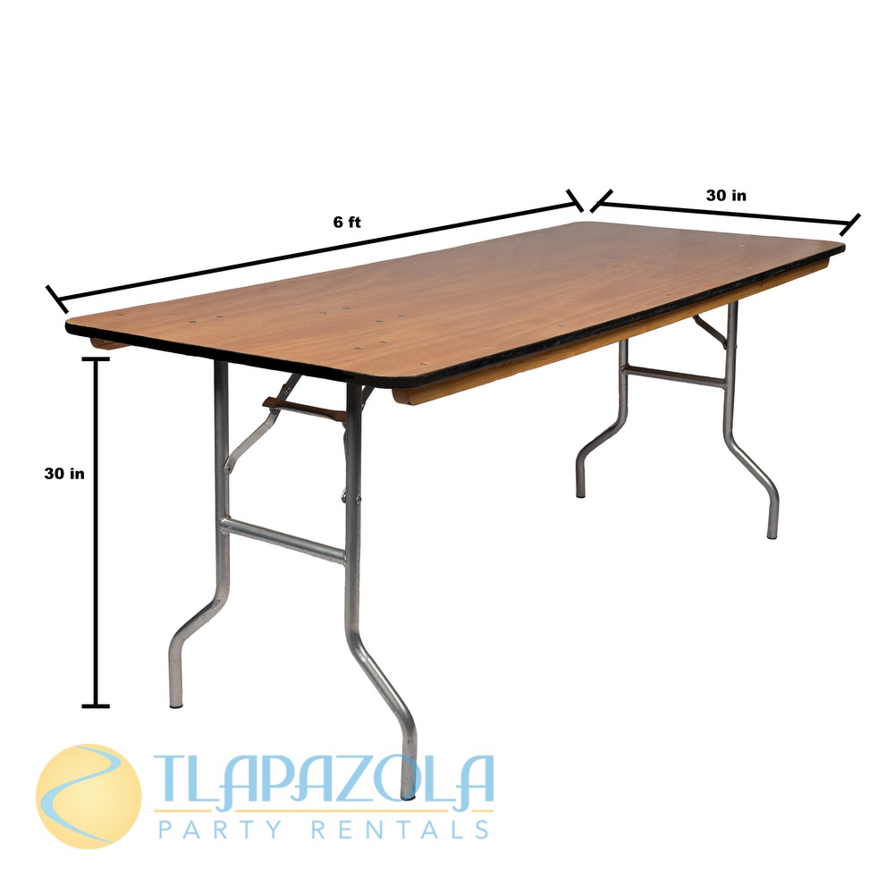 6ft Banquet Wood Table