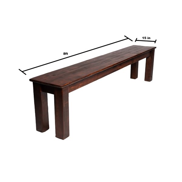 Dark Mahogany Farm Bench - Image 2