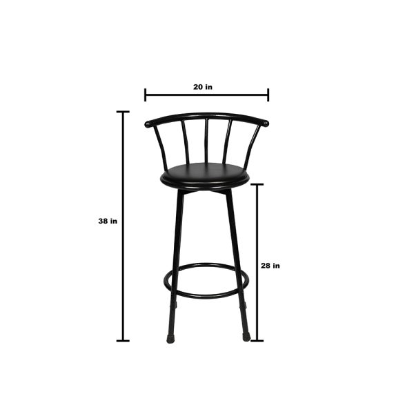 Swivel Black Pad Bar Stool - Image 2