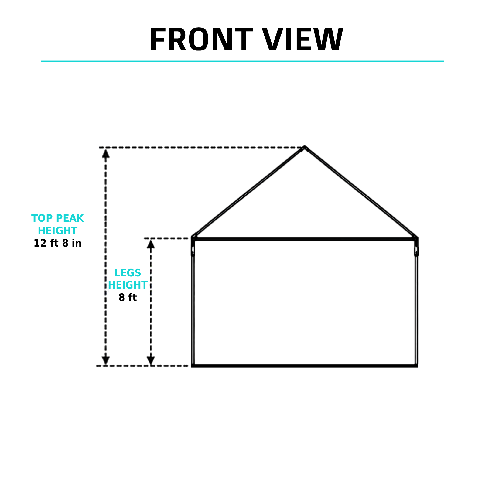 Front view of a 20x30 high-peak tent with 12ft 8in peak height and 8ft legs, set up for a large outdoor event