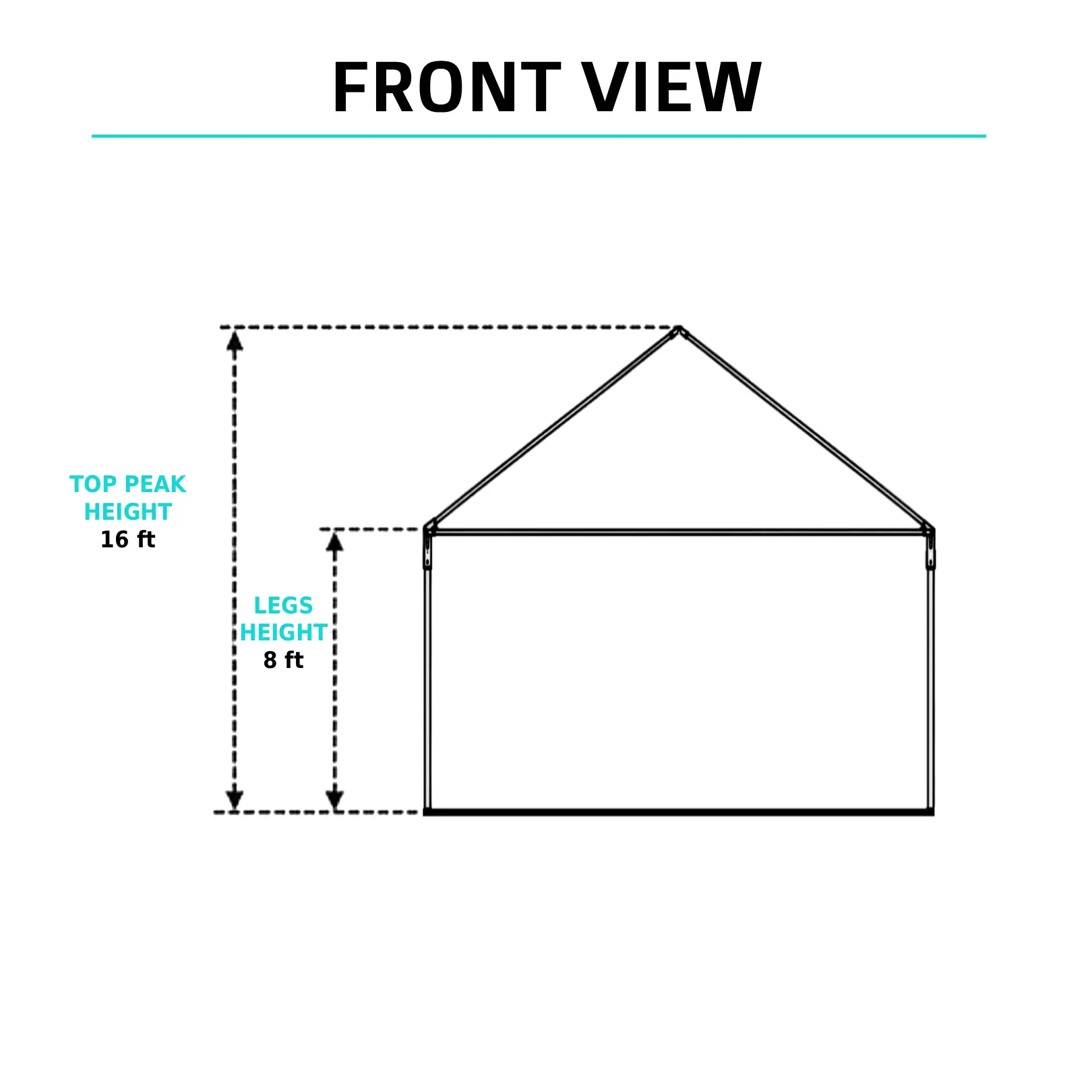 Front view of a 30x60 high-peak tent with 12ft 8in peak height and 8ft legs, set up for an extra-large outdoor event