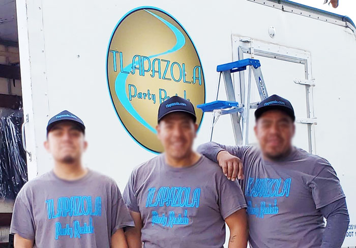 Tlapazola Party Rental Delivery, set up and break down team in Gardena