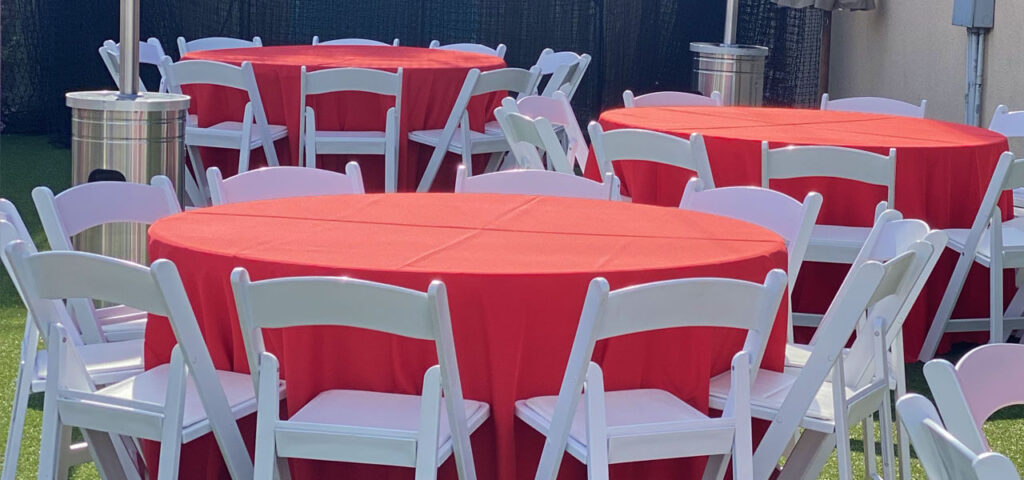 Chair and Table rental set up for tlapazola party rentals in gardena