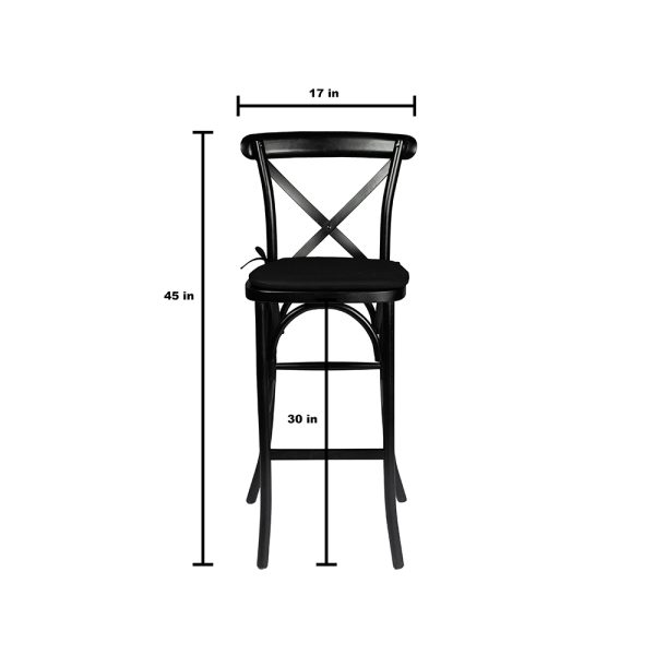 Farmhouse Cross Back Bar Stool Black - Image 2