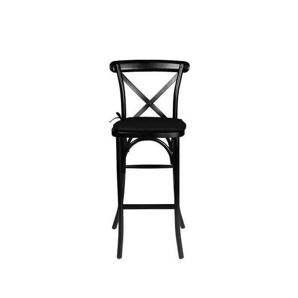 Farmhouse Cross Back Bar Stool Black