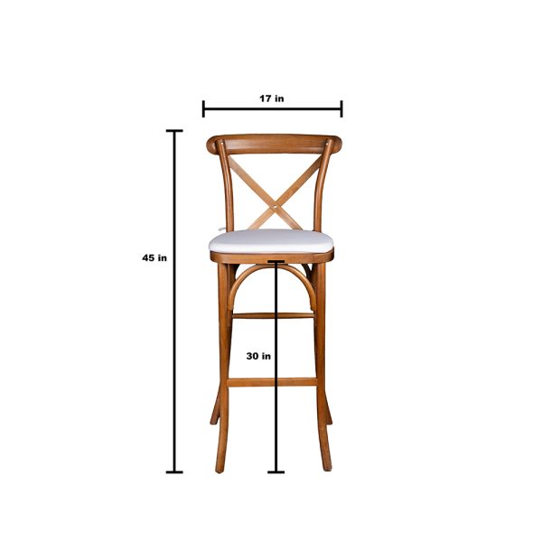 Farmhouse Cross Back Bar Stool Natural Wood - Image 2