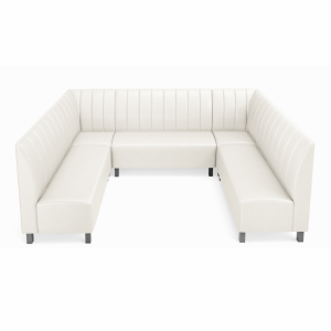 White leather U-shaped sofa couch for lounge rental