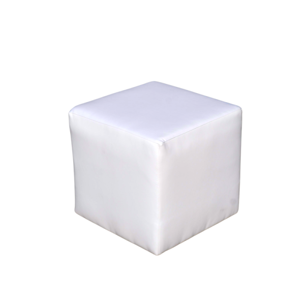 White leather ottoman for lounge rental